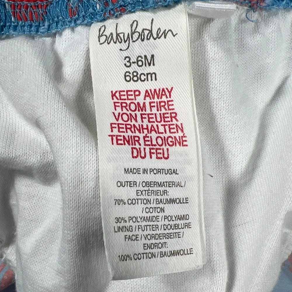 Baby Boden Octopus Pirate Print Swim Trunks Blue Red 3-6 Months Beach Summer EUC